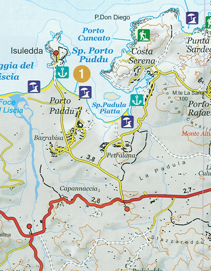 Touristische Wanderwege-Karte Alta Gallura, Sardinien