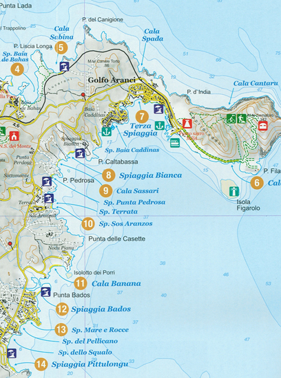 Touristische Wanderwege-Karte Bassa Gallura
