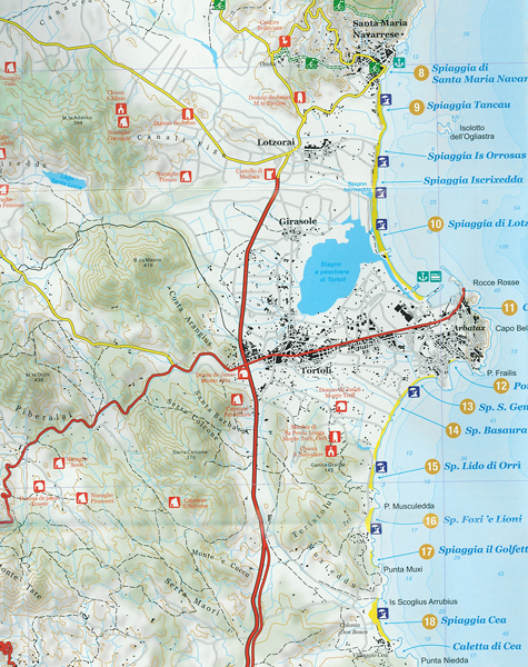 Touristische Wanderwege-Karte Ogliastra, Sardinien