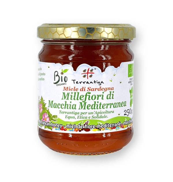 Miele Biologico di Macchia Mediterranea  (Macchia-Wildblüten-Honig), 250g von Terrantiga